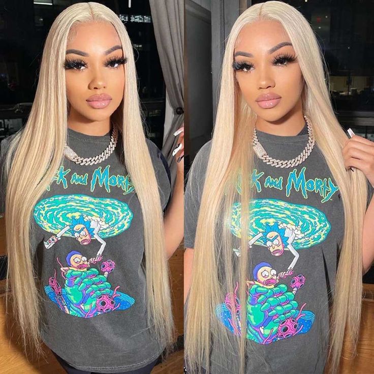 #613 Blonde Silky Straight 13x4 Lace Front Wig - 图片 3